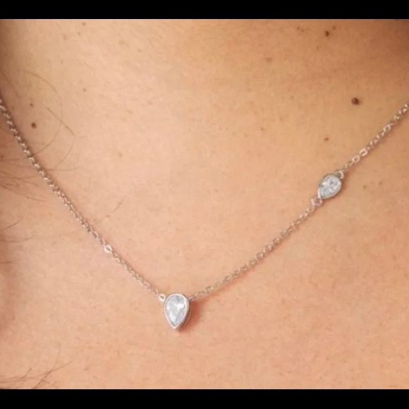 Cz By Kenneth Jay Lane Pear Bezel Necklace